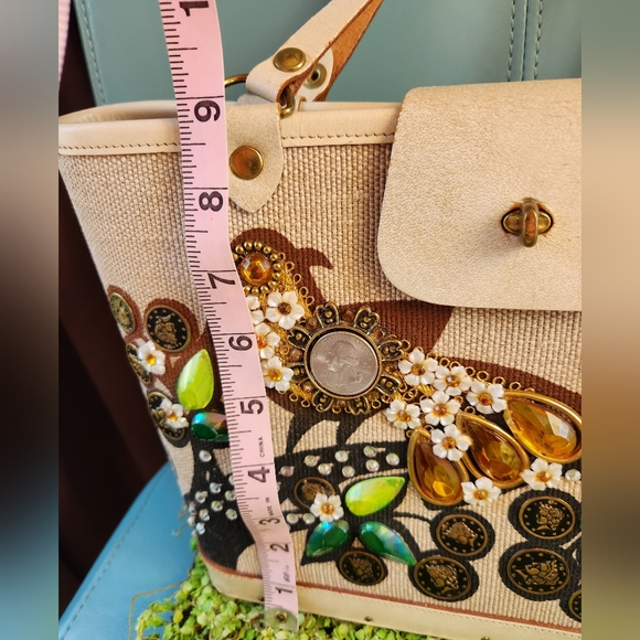 60s ENID COLLINS Texas MONEY TREE Bird Coins Flowers Collector Bag Purse EUVC - Picture 13 of 16